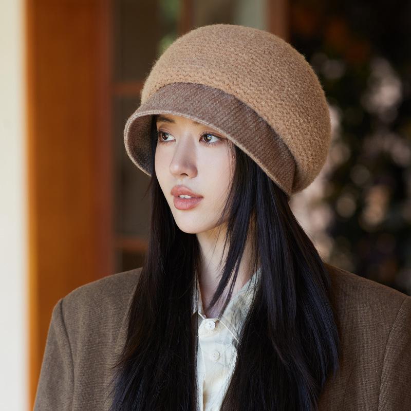 New Hat Women'S Japanese Solid Color Versatile Cap High-Grade Wool Winter Warm Knitted Hat Tide