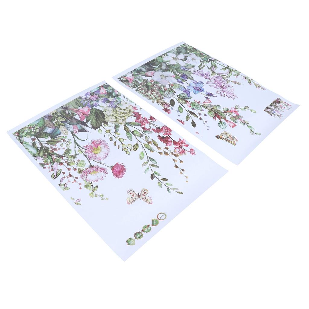 2Pcs Wall Stickers SelfAdhesive Plant Flowers Pattern Decals for Living Room TV Background