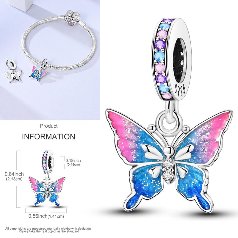 Copper Metal Dragonfly Butterfly Pendant Bead Component Charm Bead Components Bead Component Compatible With Authentic Original Bracelet High Quality