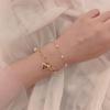 Fashion Chain Love Pearl Double Layer Bracelet Pretty Peach Heart Pendant Bracelet Women Birthday Gift Zircon Accessories