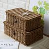 Huishoudelijke Opbergmand Imitatie Rotan Gevlochten Opbergdoos met Deksel Stofdichte Kleding Diversen Container Bureau-organizer