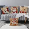 Christmas Khaki 2D Flat Print Pillow Cover Santa Cartoon Home Sofa Holiday Decoration Cushion Cover (Excluding Pillow Core)