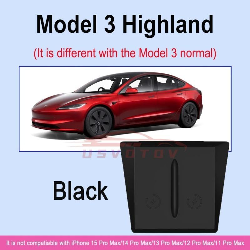 Wireless Charger Pad For Tesla Model 3 Y and Highland 2024 2023 2022 Accessories Center Console Organizer Charging Station Mats