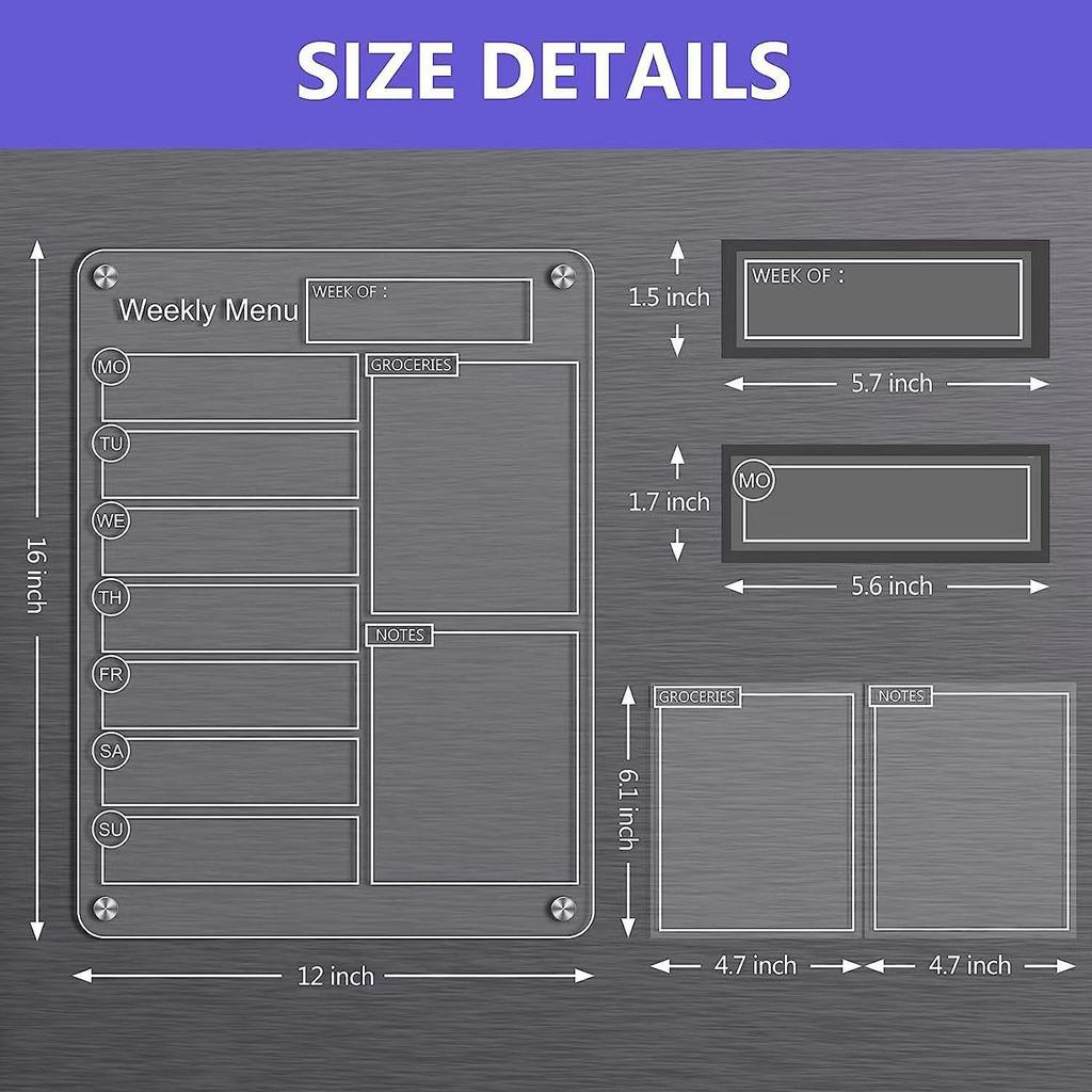 Acrylic Magnetic Dry Erase Memo Board for Refrigerators