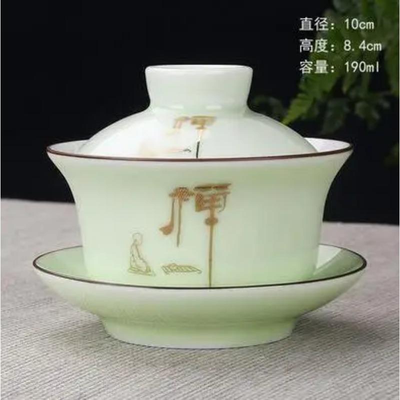 Chinese Hand Painted Kungfu Tea Set, Tureen Dehua, White Porcelain, Gaiwan, Pot Set for Travel, Fast Cup, High Quality