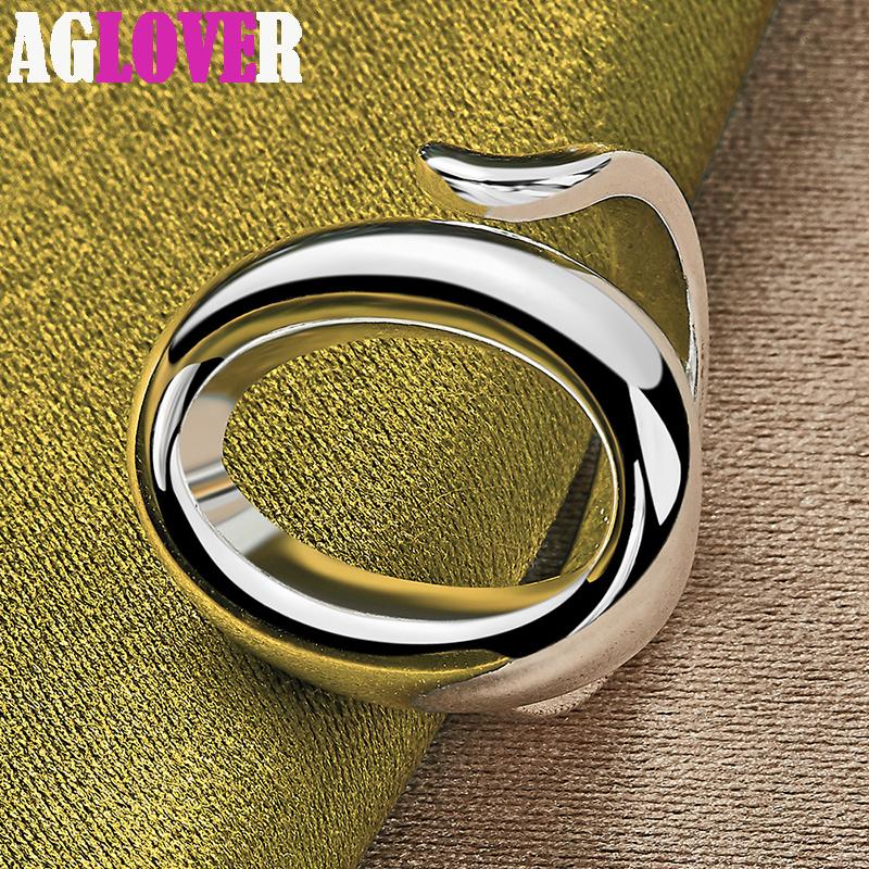 925 Sterling Silver Circle O Otevřené prsteny s nastavitelnou velikostí Šperky