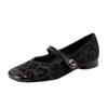 Leopard Print Mary Jane Small Leather Shoes Women's Spring and Autumn New Doudou Shoes Retro Inner Height-increasing Single Shoes