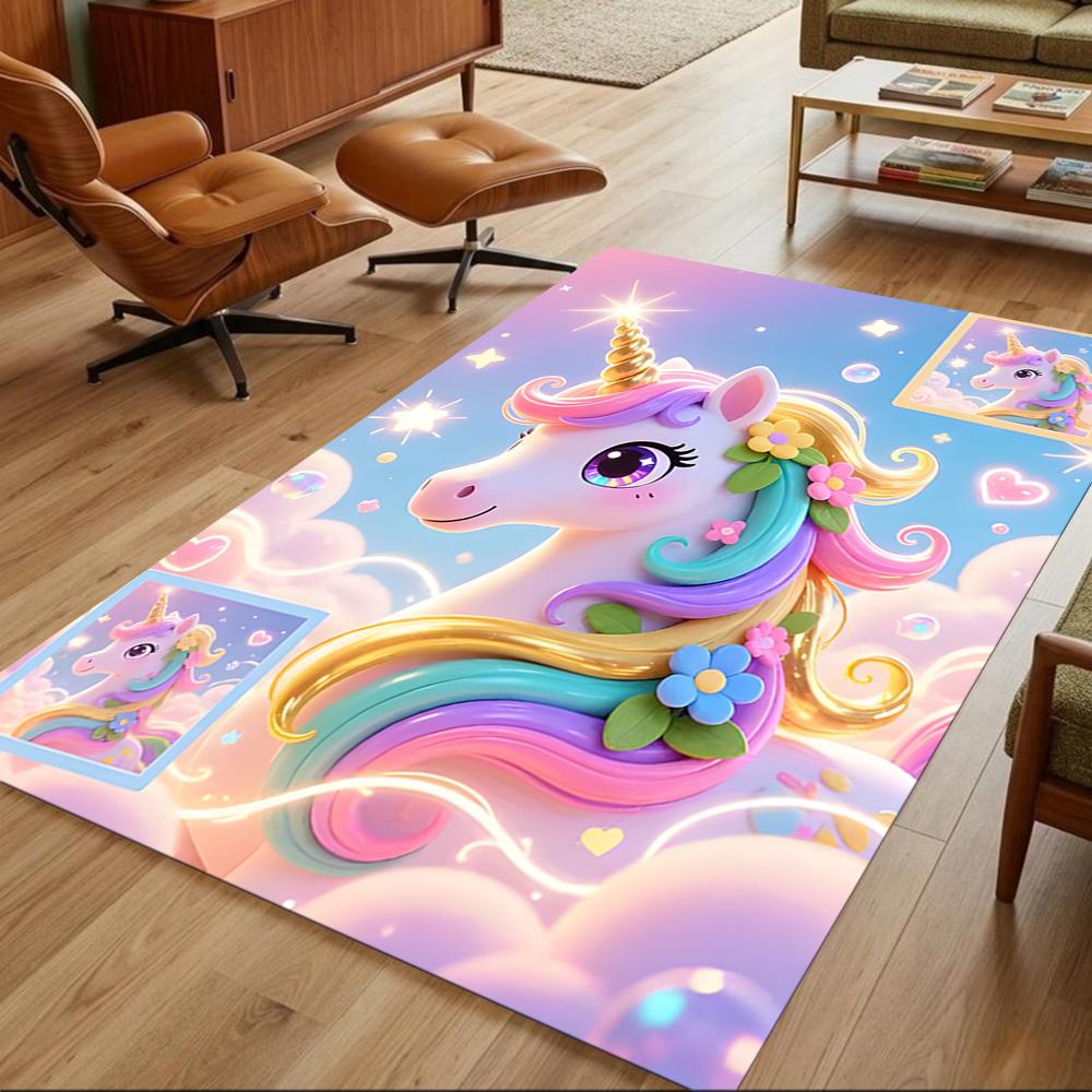 Magical Unicorn Dreamscape Non-Slip Home Carpet Design for Office Decor Living Room Bedroom Gift