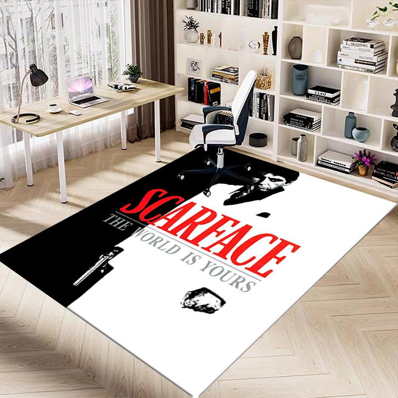1 vnt. Scarface Pasaulis yra tavo Namų biuras, Patvarus poliesterio grindų kilimėlis su lengvai, Biuro dekoras, Urbanistinis stilius, Neslystanti nugarėlė
