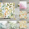 Plant Flower Leaves Trees Rural Scenery Bathroom Shower Curtain Waterproof Polyester Frabic Bath Curtain with 12 Hooks