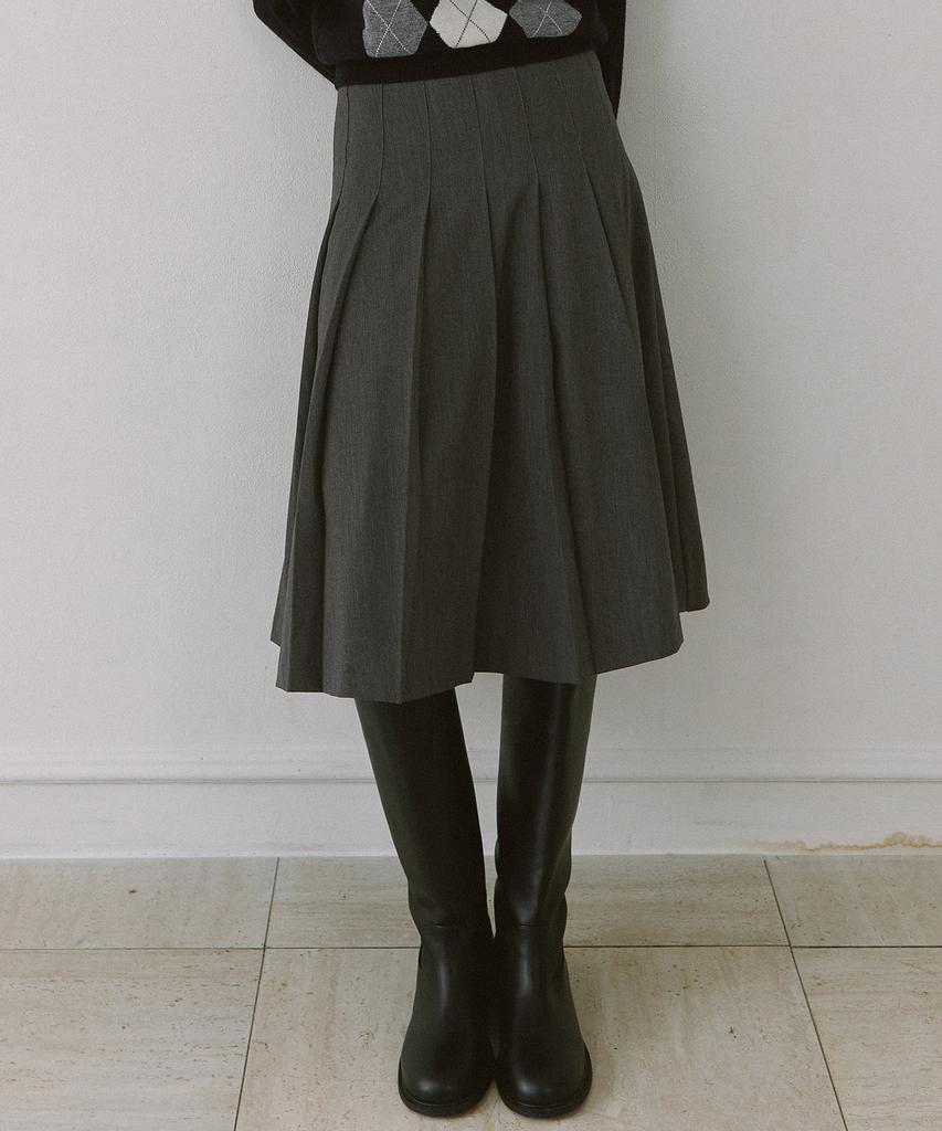 Yeoppe Pleated Wool Skirt_Charcoal