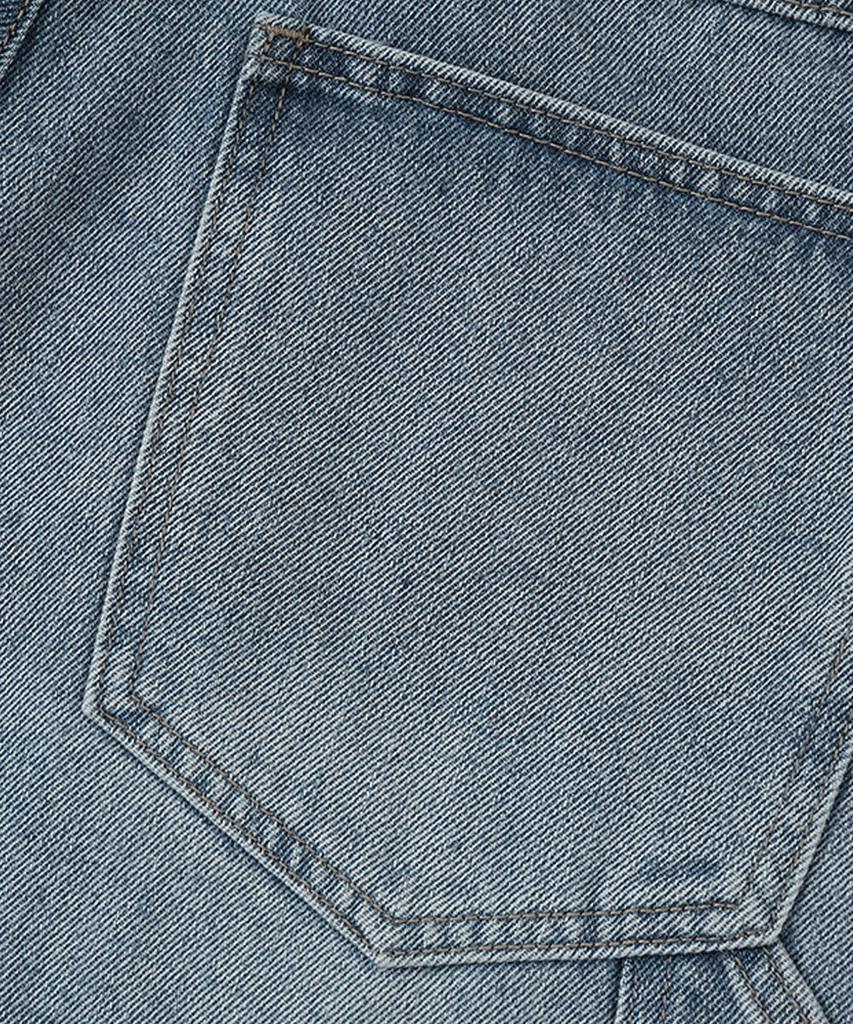 Descheuis Everyday Single-Pleat Carpenter Bermuda Denim Pants Vintage Blue (Type A)