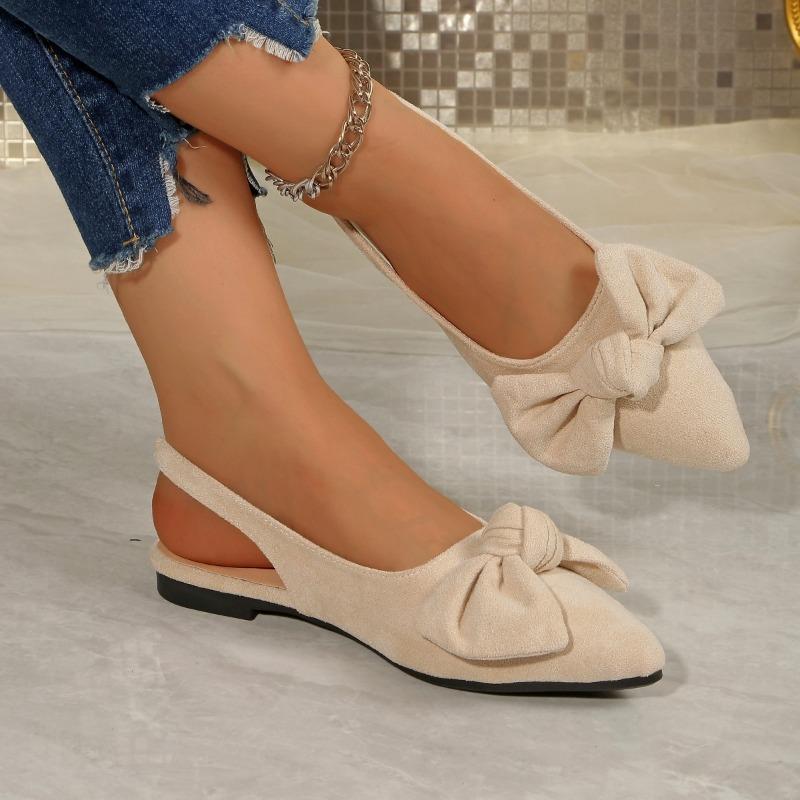 Fashion Low Heel Sandals Women's Fashion Flannelette Pointed Toe Shallow Mouth Slip Strap Soft Sole Non-Slip Flats