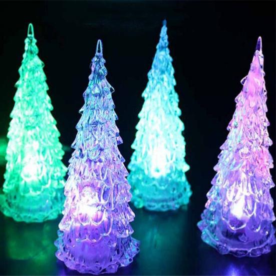 27CM Light Up Christmas Tree Colorful Lighting Battery Operated Holiday Home Decoration Acrylic LED Desktop Xmas Tree Night Lamp