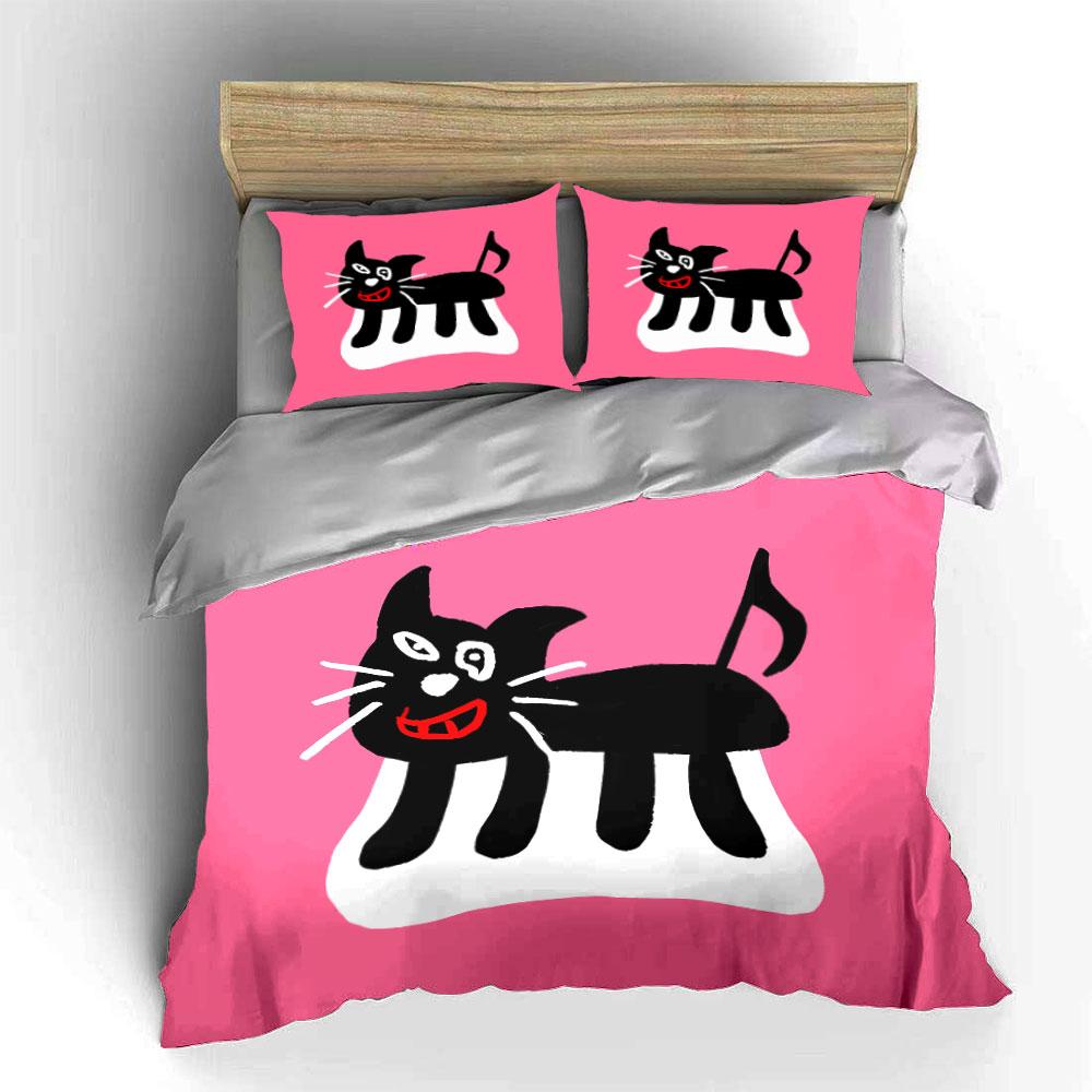 Black Cat Design Home Decor Set Multiple Sizes Kid'S And Adults' Bedroom Exquisite 3Pc Bedding Set, Gift