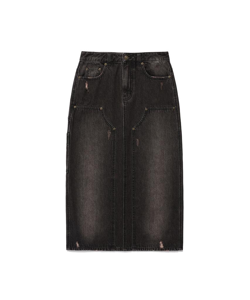 East Coast Damaged Double Knee Maxi Skirt_Black(Ik2Effd115A)