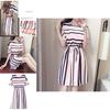 Elegant And Timeless Women Fashion Short Sleeve Casual Dress With Classic Stripes