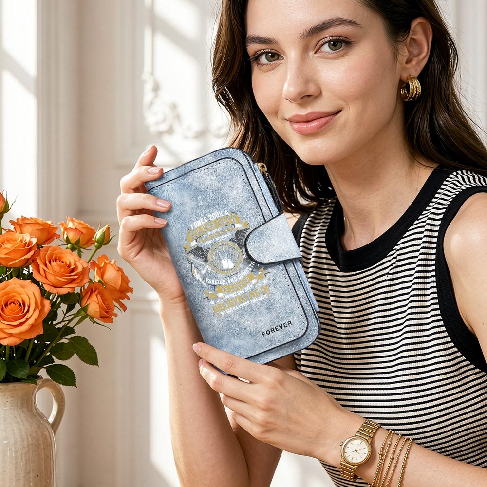 Veteran Oath Themed Long Wallet Fashion Casual Large Capacity Card Holder Daily Use Durable Purse