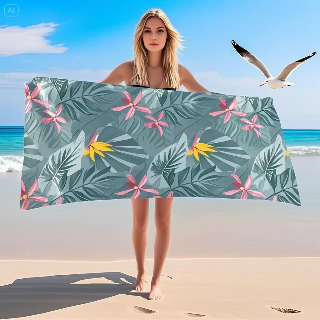 Quick-Dry Microfiber Beach Towel - Thick, Absorbent & Printed for Outdoor Swimming