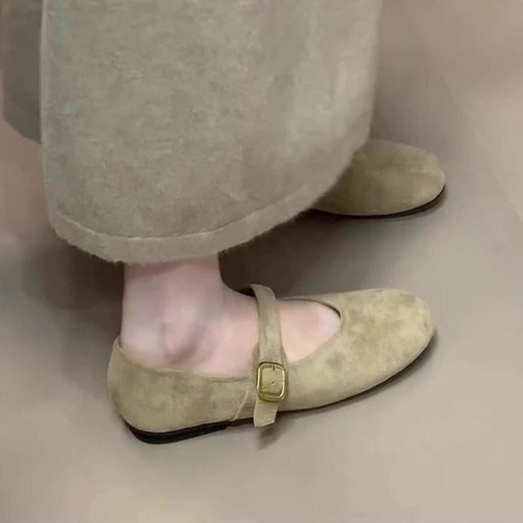 Metalowa klamra w stylu retro płytkie buty pojedyncze damskie jesienne wygodne wszechstronne buty Doudou na jeden pedał płaskie buty Mary Jane