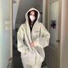 Autumn Winter Loose Casual Letter Printing Zipper Cardigan Hoodies Women Vintage All-match Hooded Outwear Top