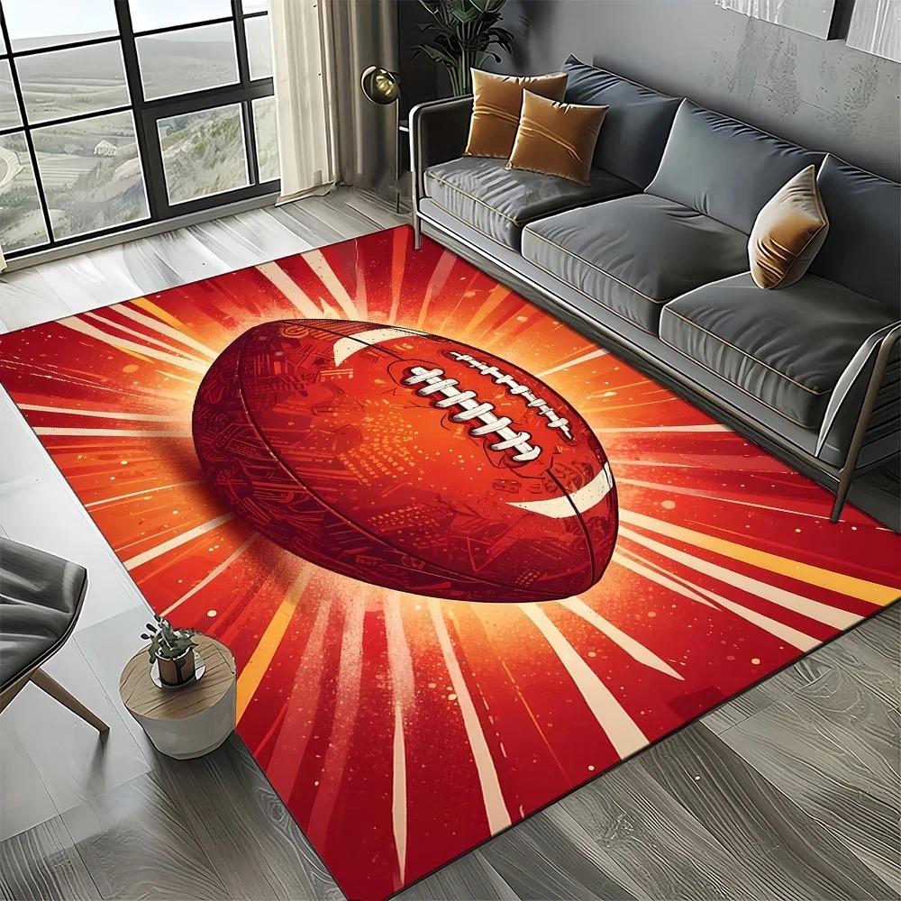 2D American Football Patterned Carpet Living Room Carpet Bedroom Non-slip Mat Game Room Area Rug Floor Mat Home Decoration
