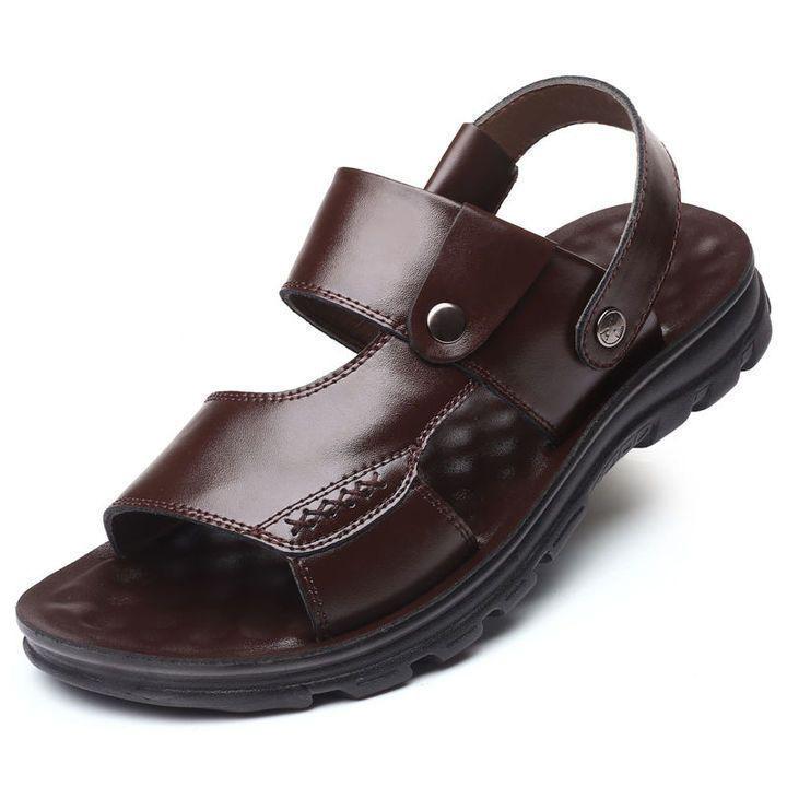 Summer Men's Sandals Leather Beach Shoes Men's Soft Soled Student Sandals Men's Anti Slip Massage