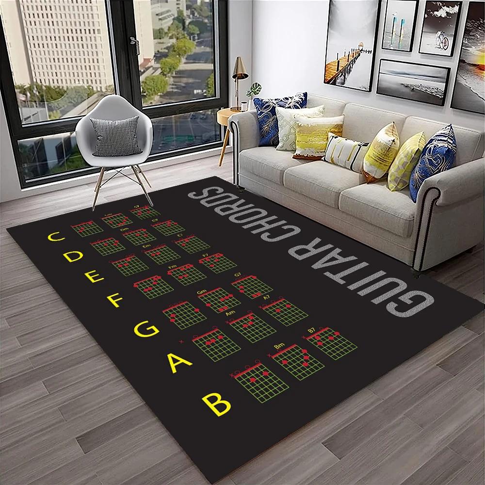 Muziek Gitaar Akkoorden Theorie Grafiek Piano Tapijt Vloerkleed Antislip Mat voor Huis Woonkamer Slaapkamer Bank Decor Kinderkamer Tapijt