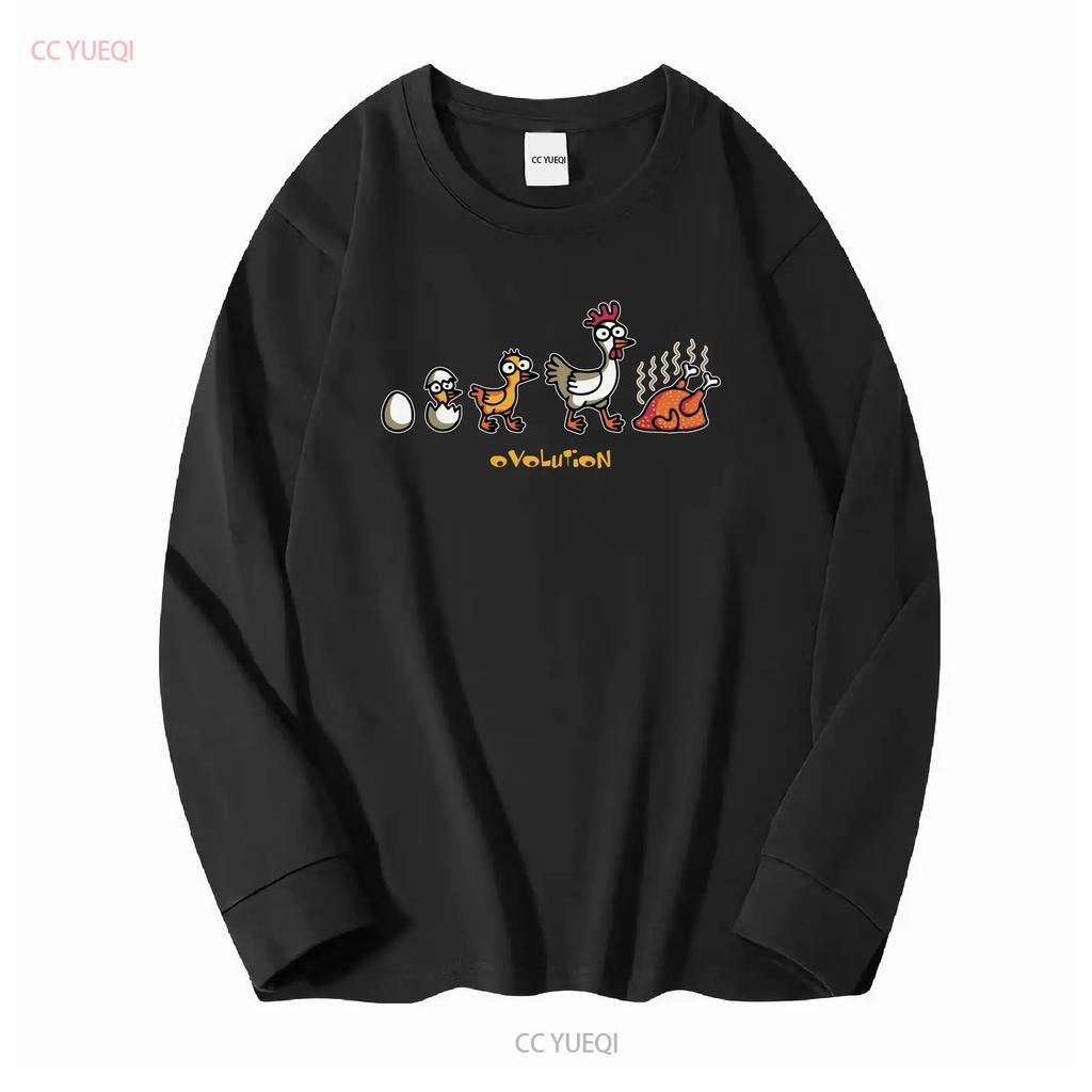 Funny Eggvolution Evolution Chicken Egg Ovolution T Shirt Long or Short Sleeves Vintage Washed Soft Streetwear