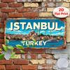 D Flat Pc Vintage Istanbul Turkey Metal Wall Art Sign Retro Blue Skyline Turkish License Plate for Home Cafe Garage