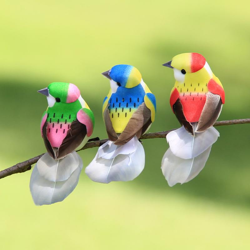 3/6Pcs 3D Fake Craft Birds Artificial Foam Feathers Birds Birthday Party Decorations Home Garden Wedding Decoration
