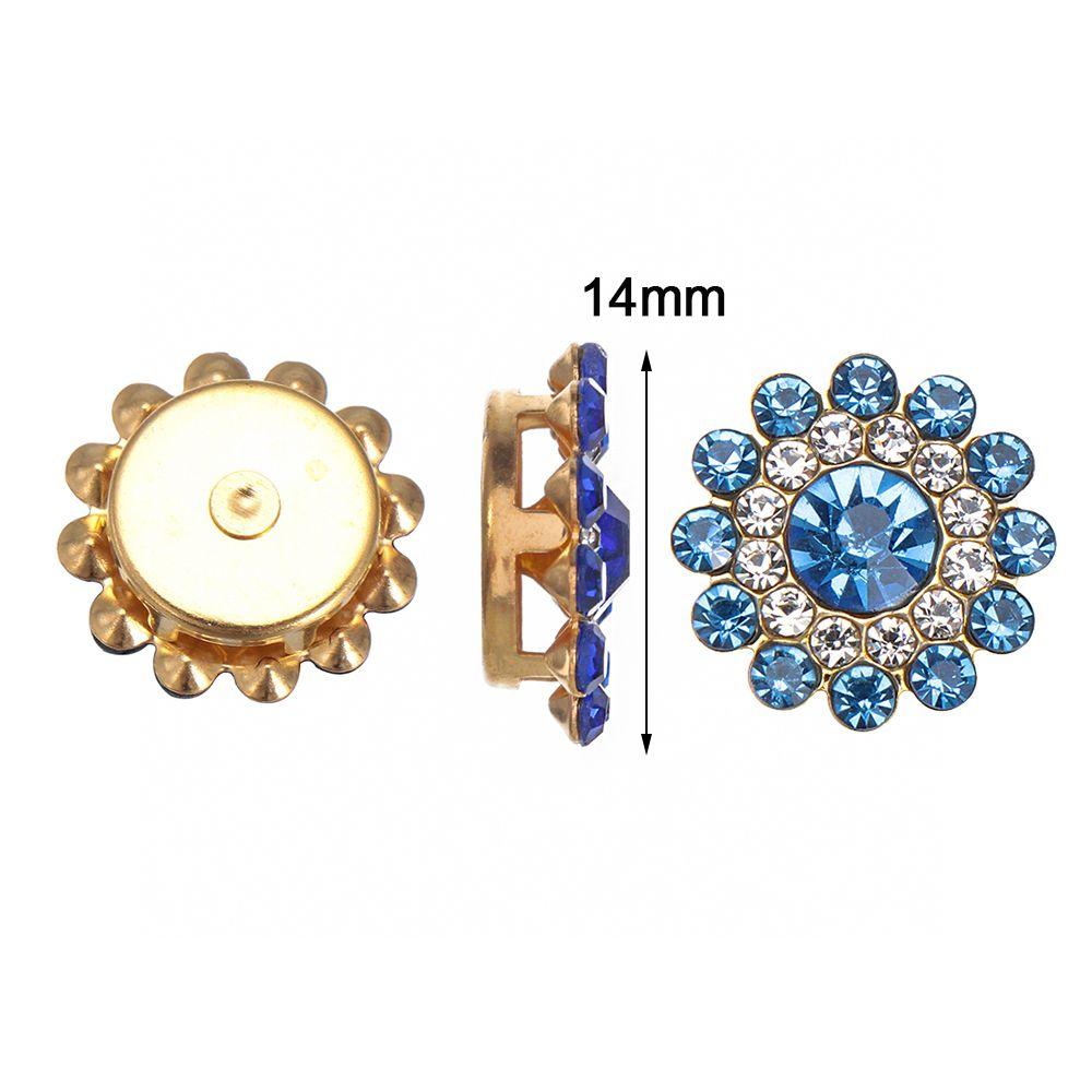 14mm DIY Craft Flower-shaped Sparkling Buttons Rhinestone Crystal Glass Stone Clothes Decoration