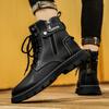 Fashion Men's Boots Trendy Motorcycle Ankle Boot 2025 New High Top Leather Boots for Men Non Slip Platform Work Safety Boot Botas Hombre