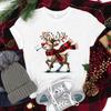 New Christmas Elk Printed T-Shirts Men Women Summer Tee Shirt Femme Casual Elk Short Sleeve Round Neck Tops Christmas T-Shirts