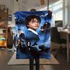 1Pc Magic School Story Print Flannel Blanket, High Quality Comfortable for All Seasons, Home Decor, Warmth and Comfort, Perfect for Gifts