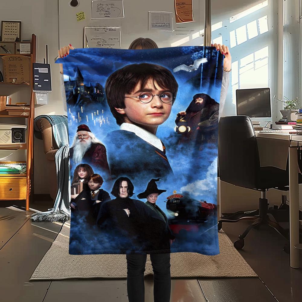 1Pc Magic School Story Print Flannel Blanket, High Quality Comfortable for All Seasons, Home Decor, Warmth and Comfort, Perfect for Gifts