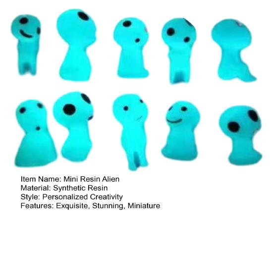 10 Pcs Mini Resin Alien Figures Fairy Garden Tiny Alien Accessories Little Glow In Dark Alien Decor for Micro Landscape Outdoor Patio Lawn Yard
