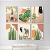 Wall Art Canvas Painting Abstract Boho Girl Book Nordic Posters And Prints Monstera Agave Cactus Wall Pictures For Living Room No Frame