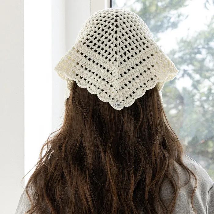 CROCHET BANDANA SCARF-IVORY