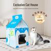 Colorful Cat Bed & Scratcher - Wear-Resistant, Waterproof Medium Cat House with Corrugated Cardboard, Cozy Toy for Cats.