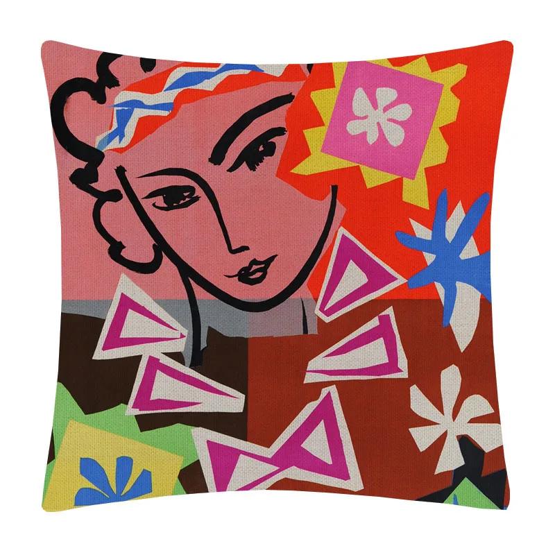 Henri Matisse Bedruckter Kissenbezug, Porträt, Ölkunst, Gemälde, dekorativer Kissenbezug, Heimdekoration, Polyester, Baumwolle, Leinen, 45 x 45 cm