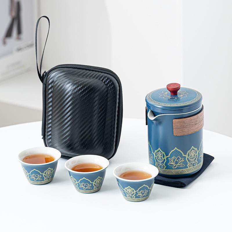 Portable travel tea set wholesale outdoor kung fu tea set quick guest cup festival Chinese business gift logo