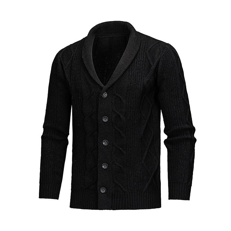 Men's Knit Cardigan Sweater, Color Button-Up Turn-Down Collar, Warm Versatile Trendy Fall Winter Casual Outerwear