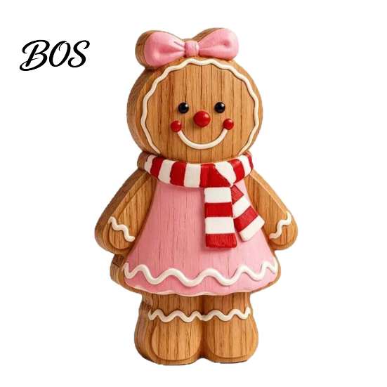 Wooden Desktop Decorations Cartoon Gingerbread Ornament, Double-sided Printed Tabletop Figurines, Cute Xmas Home Accents Decorative Craft for