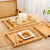 UOSO Japanese Bamboo Wood Rectangular Serving Tray with Handles