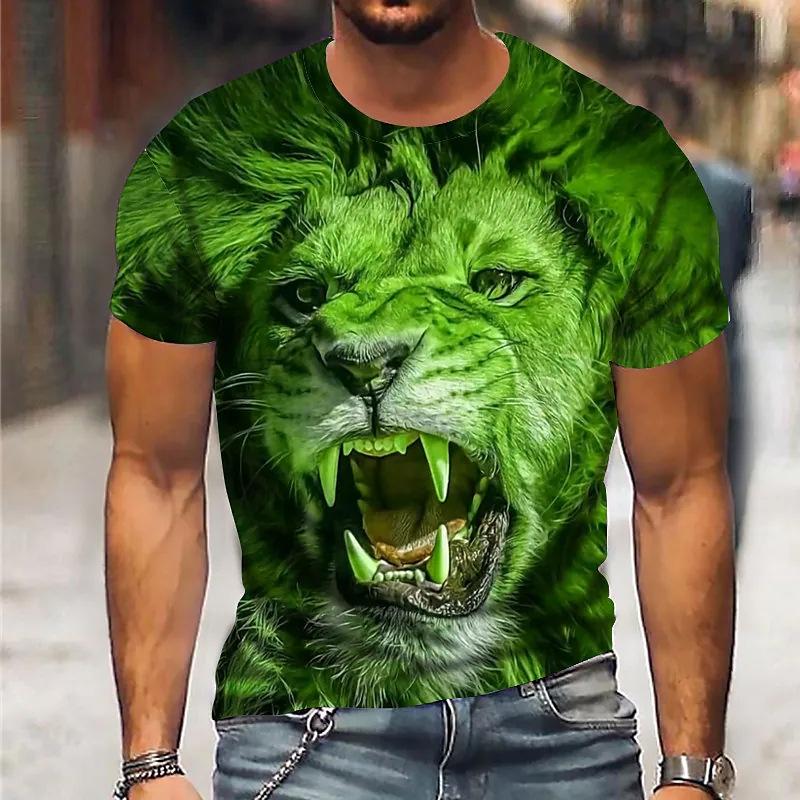 Men'S Casual Trend Men'S Short Sleeve Crew Neck Animal Digital Printed T-Shirt