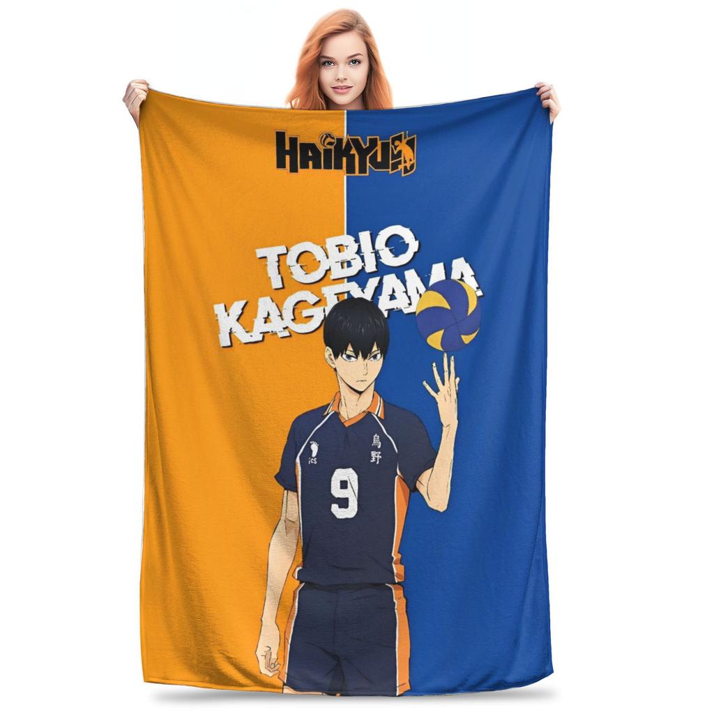 Anime Boy Volleyball Haikyuu Blanket Flannel All Season Breathable Lightweight Thin Throw Blankets for Sofa Office Bedspreads