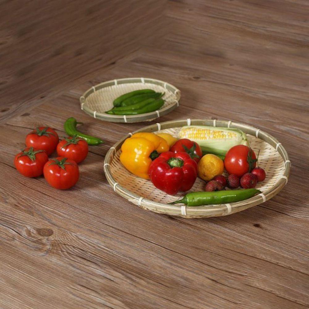 Woven Bamboo Raft Decorative Handmade Bamboo Basket Decor Ornaments Round Dustpan Sieve Bamboo Raft