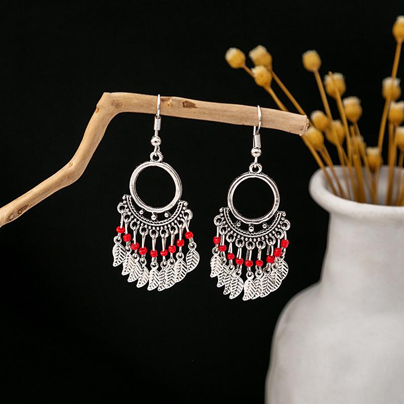 Bohemian Ethnic Style Long Tassel Metal Dangle Earrings
