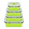 4pcs Portable Rectangle Silicone Scalable Folding Lunchbox Bento Box for Food Tableware Container